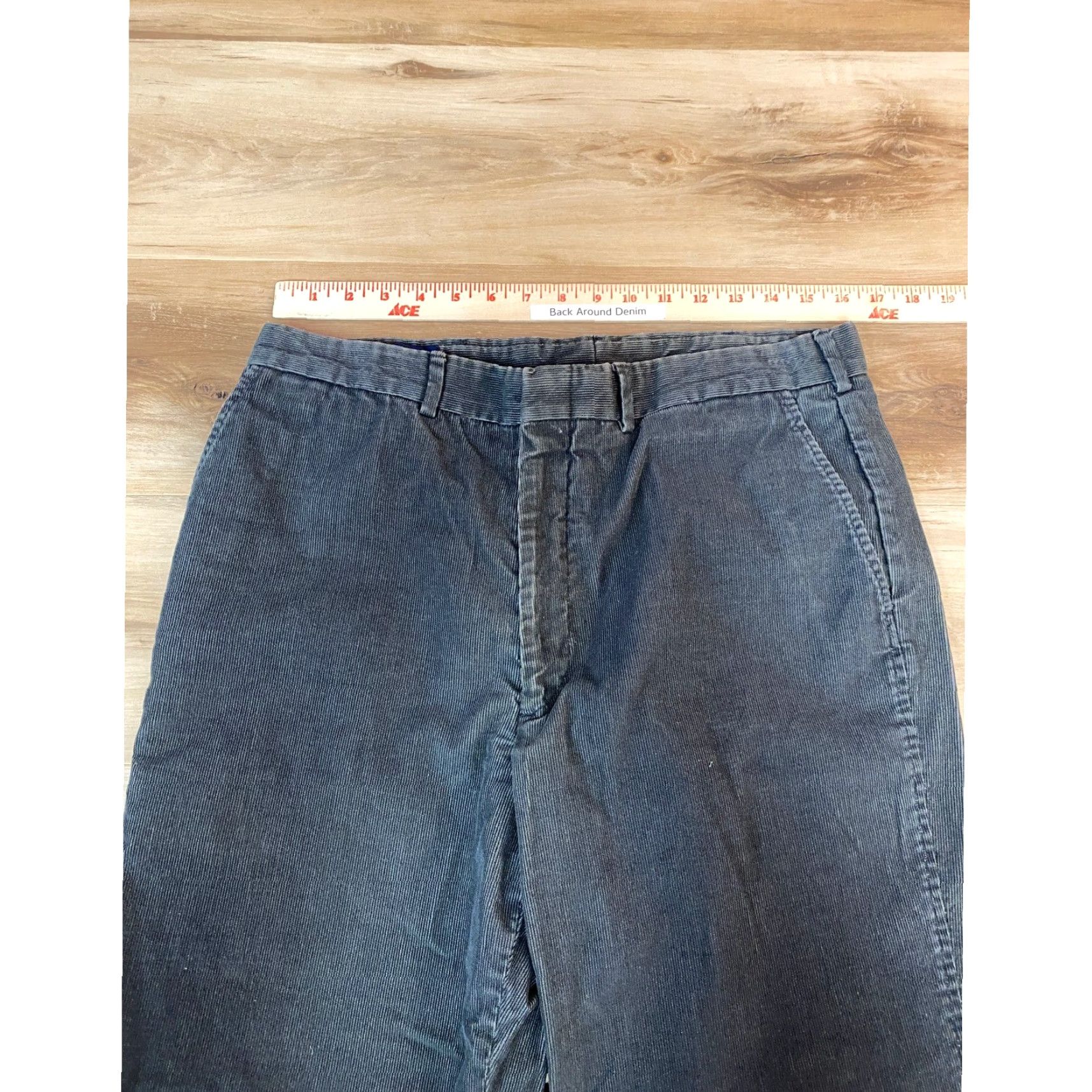 Lands' End Lands' End Mens Corduroy Pants Flat Front Regular Fit 35x30 Gray Charcoal Vintage? No. 5-Pocket Workwear Casual Pants Mens Size US 35 - 5 Thumbnail