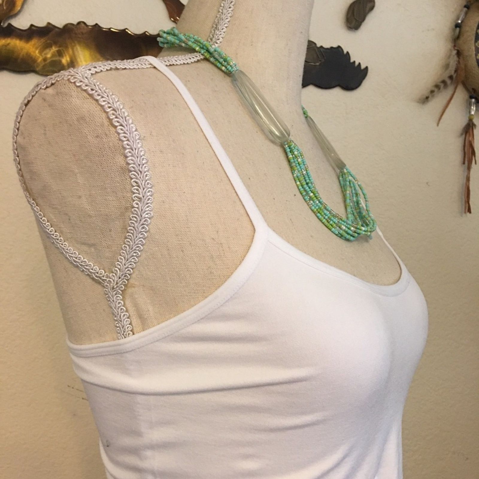 Vintage Vintage green tone seed bead plastic disc necklace Size ONE SIZE - 2 Thumbnail
