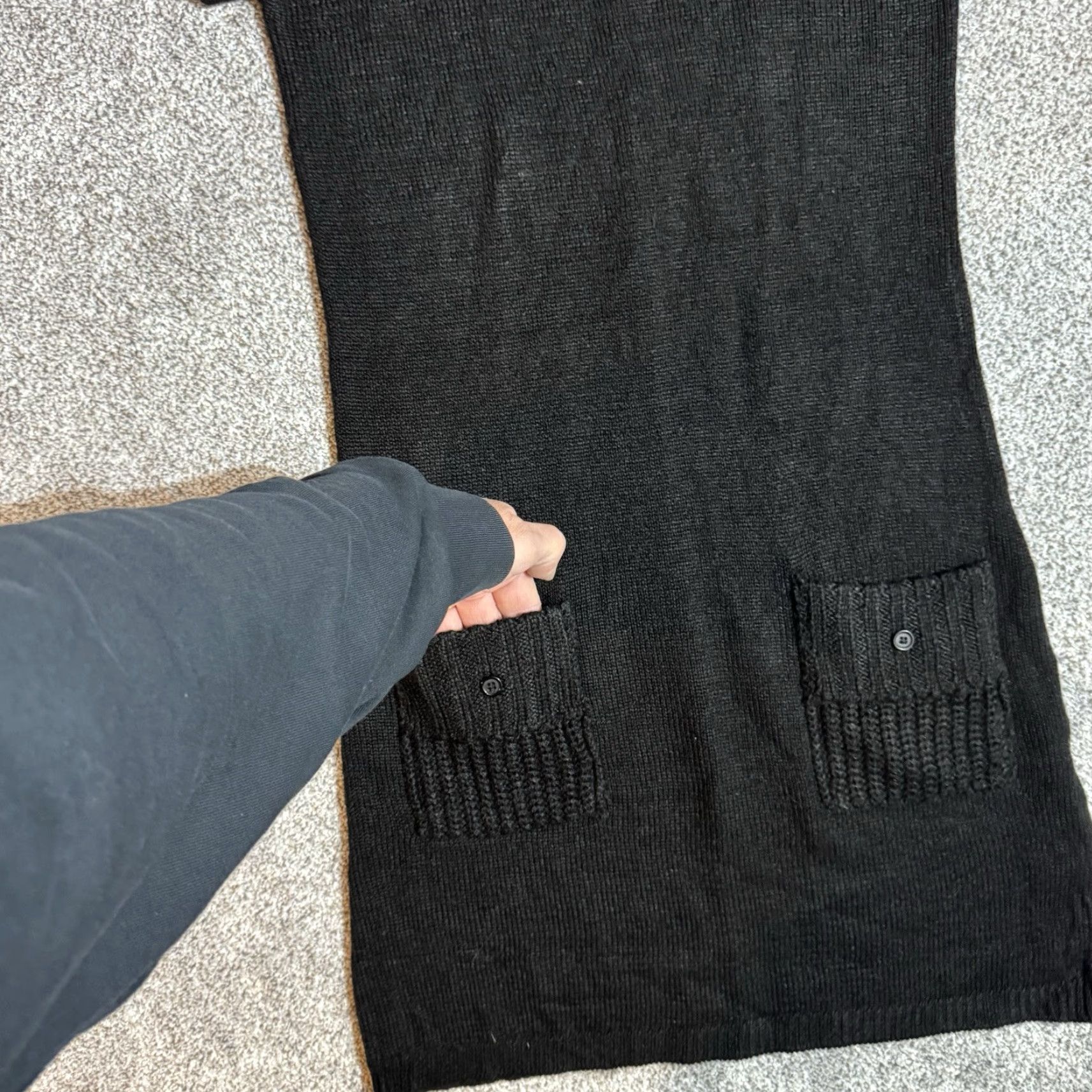 Vintage VINTAGE Pink Angel Sweater Dress Dress Knee Length Women 14 Black 100% Acrylic Grunge Minimalist Cozy Pockets Short Sleeve Knit Button Size XL / US 12-14 / IT 48-50 - 2 Thumbnail