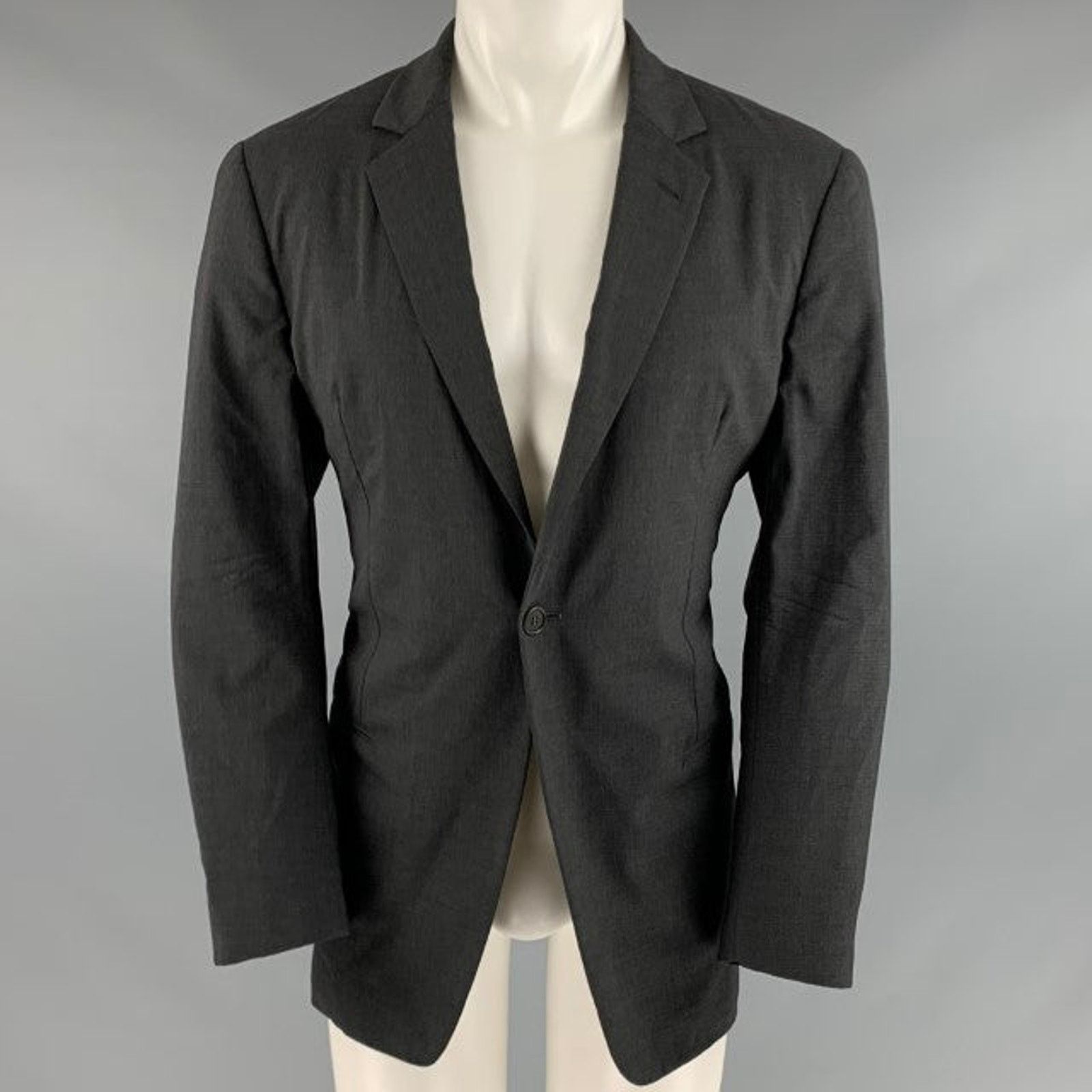 Size 40 Grey Wool Spandex Single Button Sport Coat