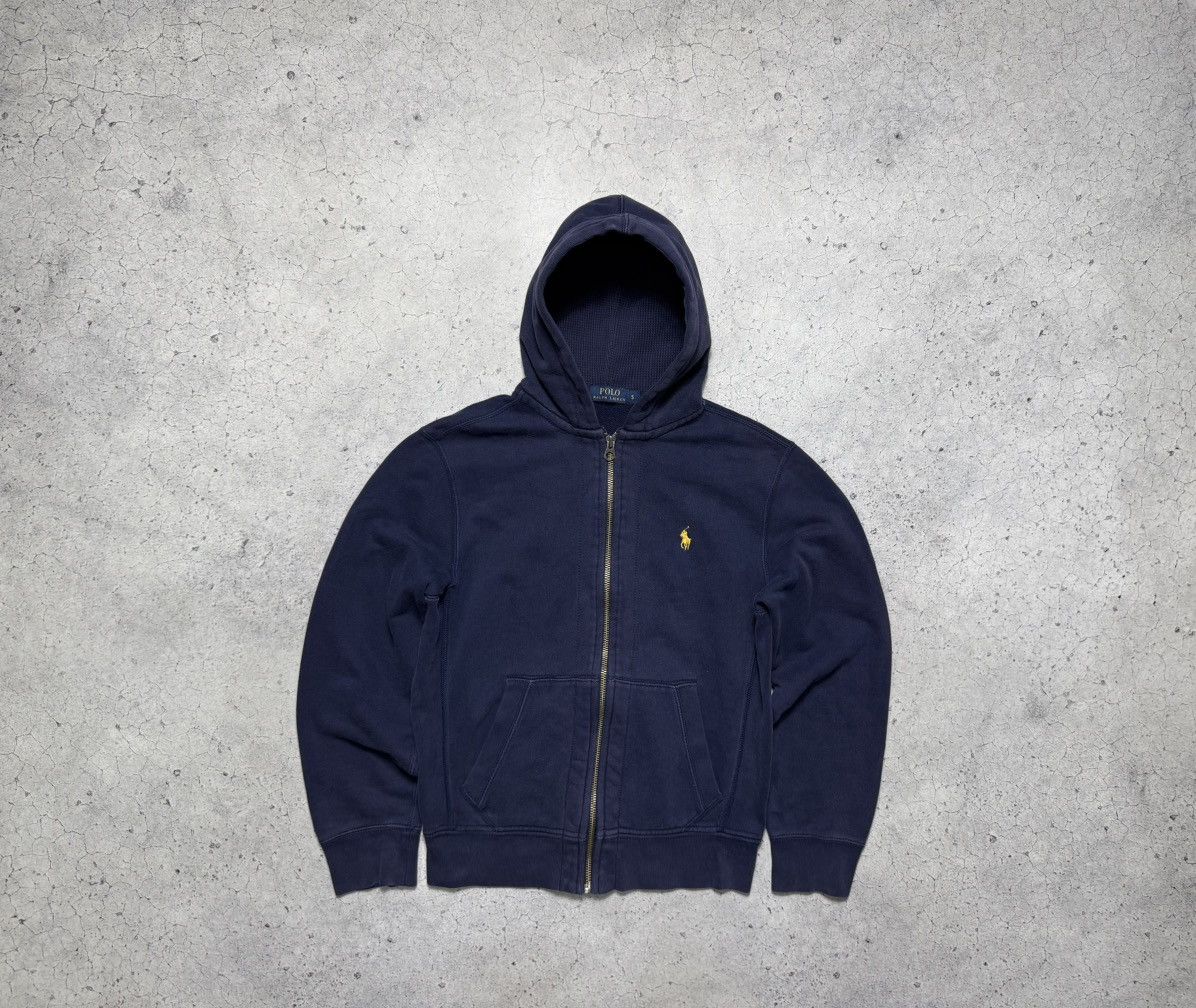 Ralph Lauren Full Zip Hoodie Black With Blue Logo Vintage Full Zip