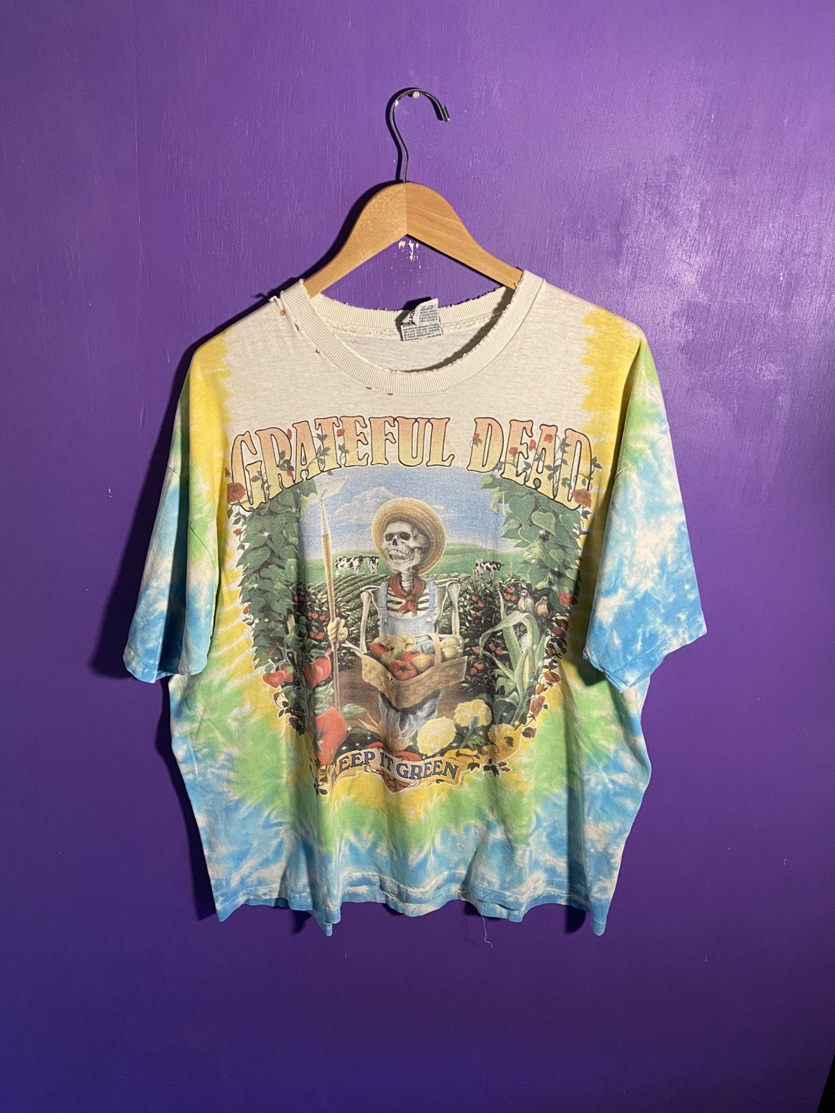 Vintage Vintage 90s Grateful Dead turnip farmer tie dye tee Size US XL / EU 56 / 4 - 1 Thumbnail