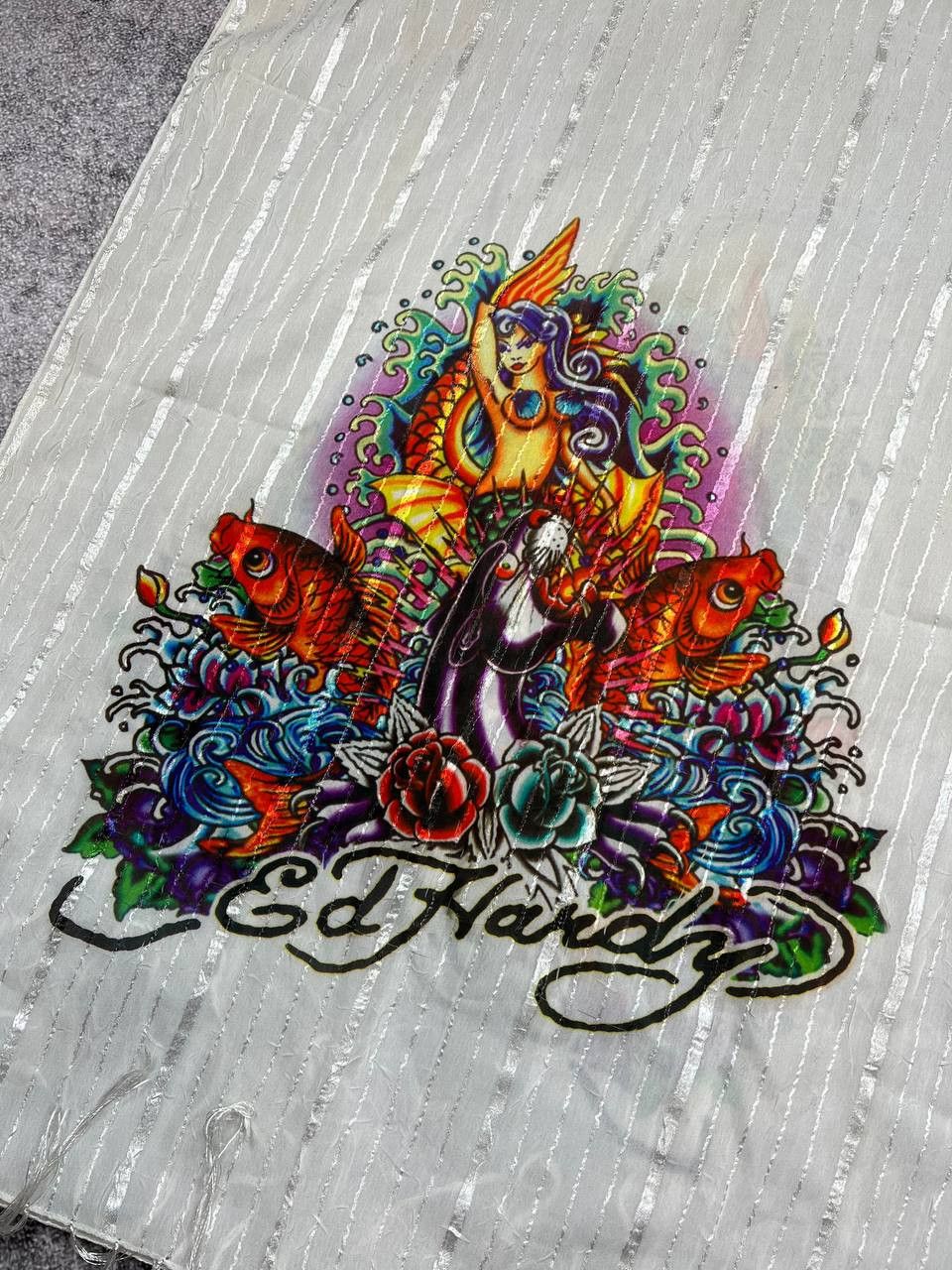 Ed Hardy Vintage Ed Hardy by Christian Audigier Silk Scarf Y2K Size ONE SIZE - 2 Thumbnail