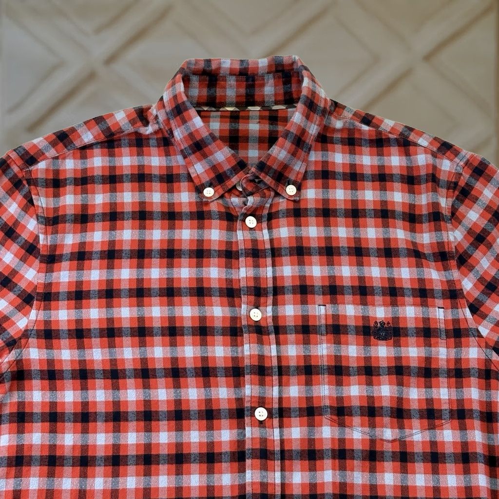 Aquascutum Aquascutum Shirt Mens M Red Navy Flannel Tattersall Plaid Long Sleeve Button Down Size US M / EU 48-50 / 2 - 1 Thumbnail