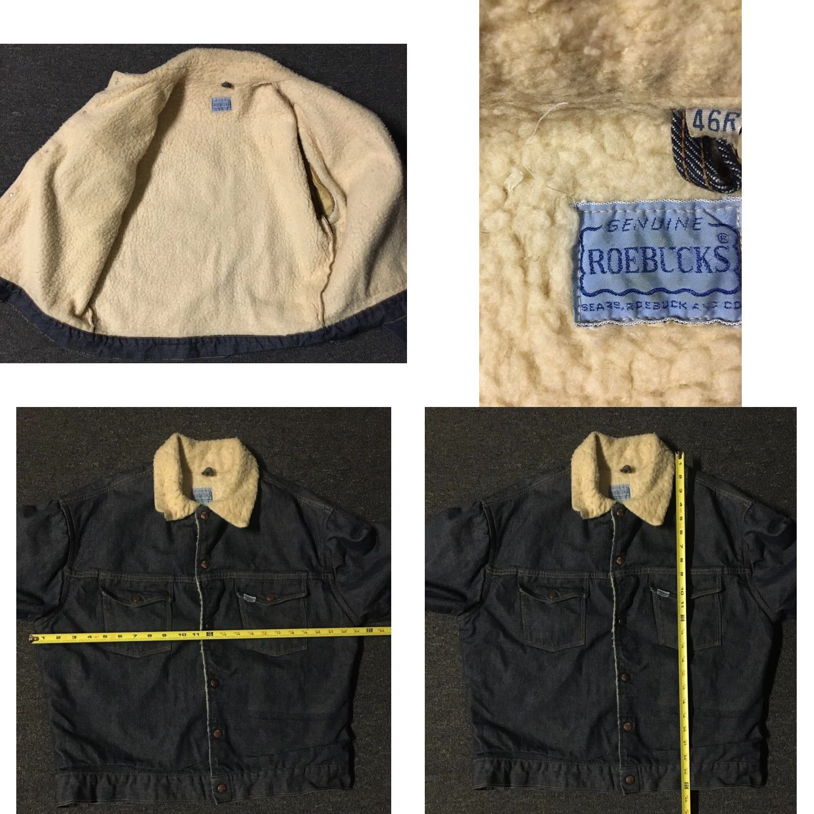 Sears VINTAGE Sears Roebucks Denim Jacket Lined Sherpa 46R USA Trucker Grunge Biker 70s 60s 80s 90s Rock Hip Hop Men's Jacket Blue Denim Roebucks 46R Mens Size US S / EU 44-46 / 1 - 8 Thumbnail