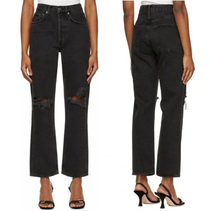 Agolde AGOLDE | 90’s Mid Rise Loose Smokestack Black Jeans 25 Size 25" / US 0 / IT 36 - 1 Thumbnail