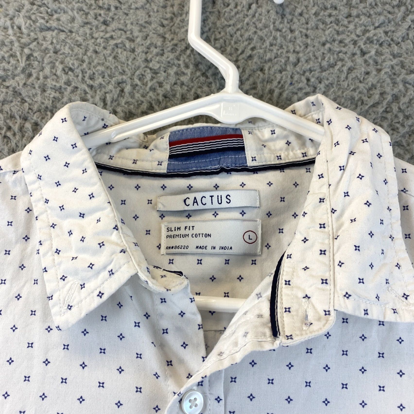 Vintage Cactus Man Slim Fit Blue Geometric Button Shirt Mens Long Sleeve Size L 82-55 Size US L / EU 52-54 / 3 - 4 Thumbnail