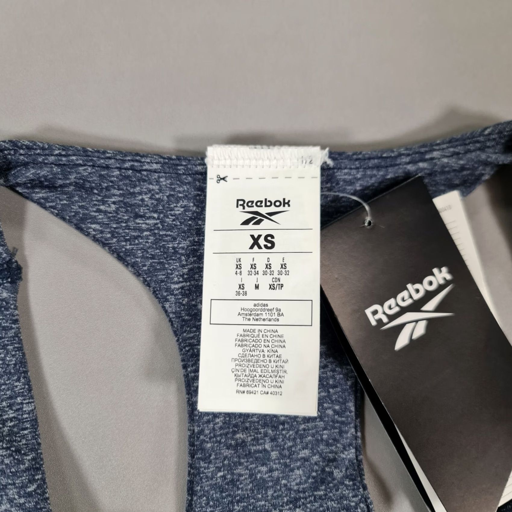 Reebok Reebok Womens Sports Bra Blue XS Racerback Myoknit Size ONE SIZE - 2 Thumbnail