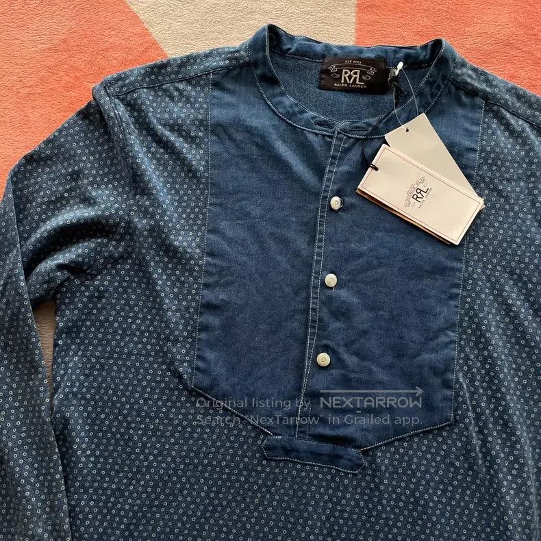 RRL Ralph Lauren RRL Ralph Lauren Blue dyed polka dot Henry collar Size US S / EU 44-46 / 1 - 2 Thumbnail