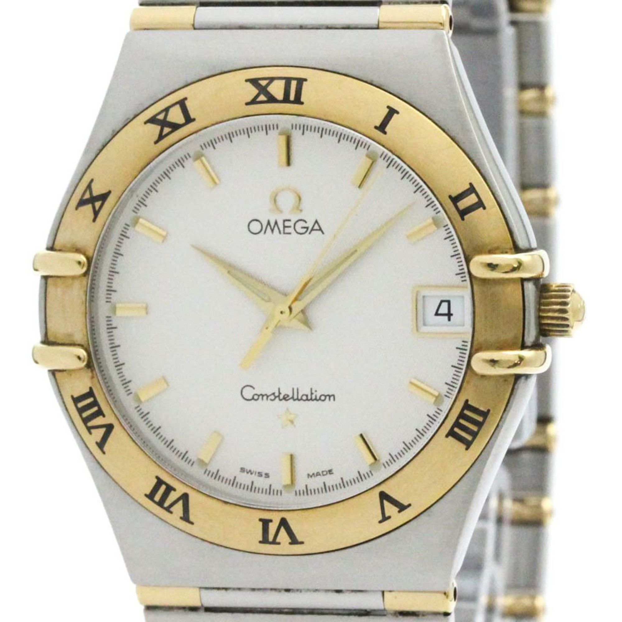 Polished Omega Constellation 18K Gold Steel Quartz Mens Watch 1312.30 Bf581492 in Silver, Women's