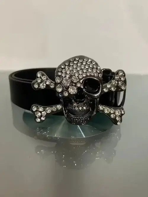 Other Rhinestone Skull Buckle Belt Size 32 - 1 Thumbnail