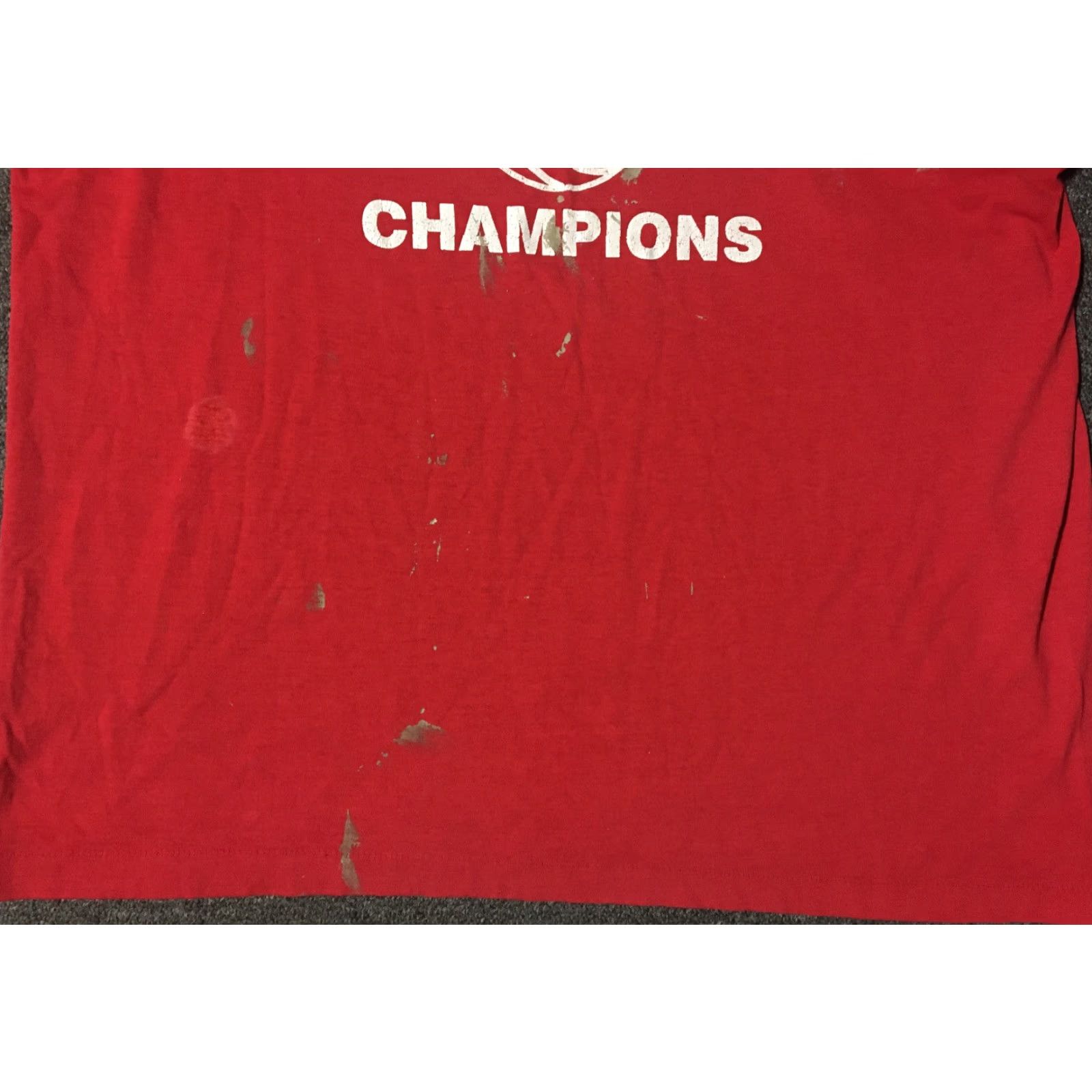 Fruit Of The Loom VINTAGE Carthage Basketball Champs Shirt XXL Red 90s Distressed Paint Grunge Athletics USA School College Mens Size US XXL / EU 58 / 5 - 4 Thumbnail