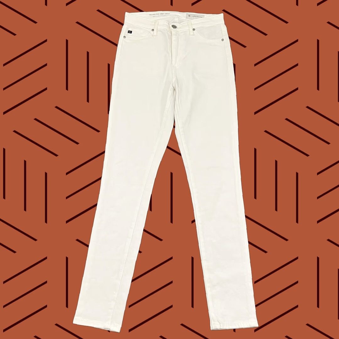 Vintage AG Adriano Goldschmied High Rise Abbey Ankle Pants Womens Sz 25 White Skinny Size 42" / US 20 - 1 Thumbnail