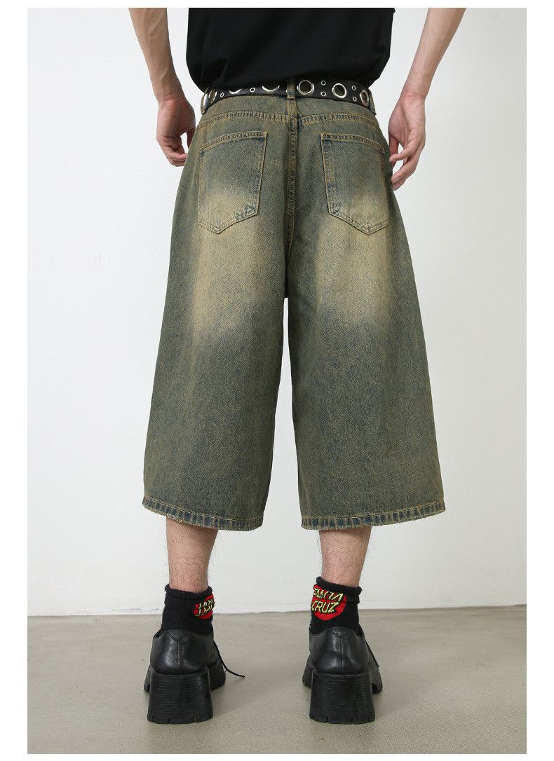 Japanese Brand × Jean Retro wide-leg washed loose versatile denim shorts Size US 32 / EU 48 - 6 Thumbnail