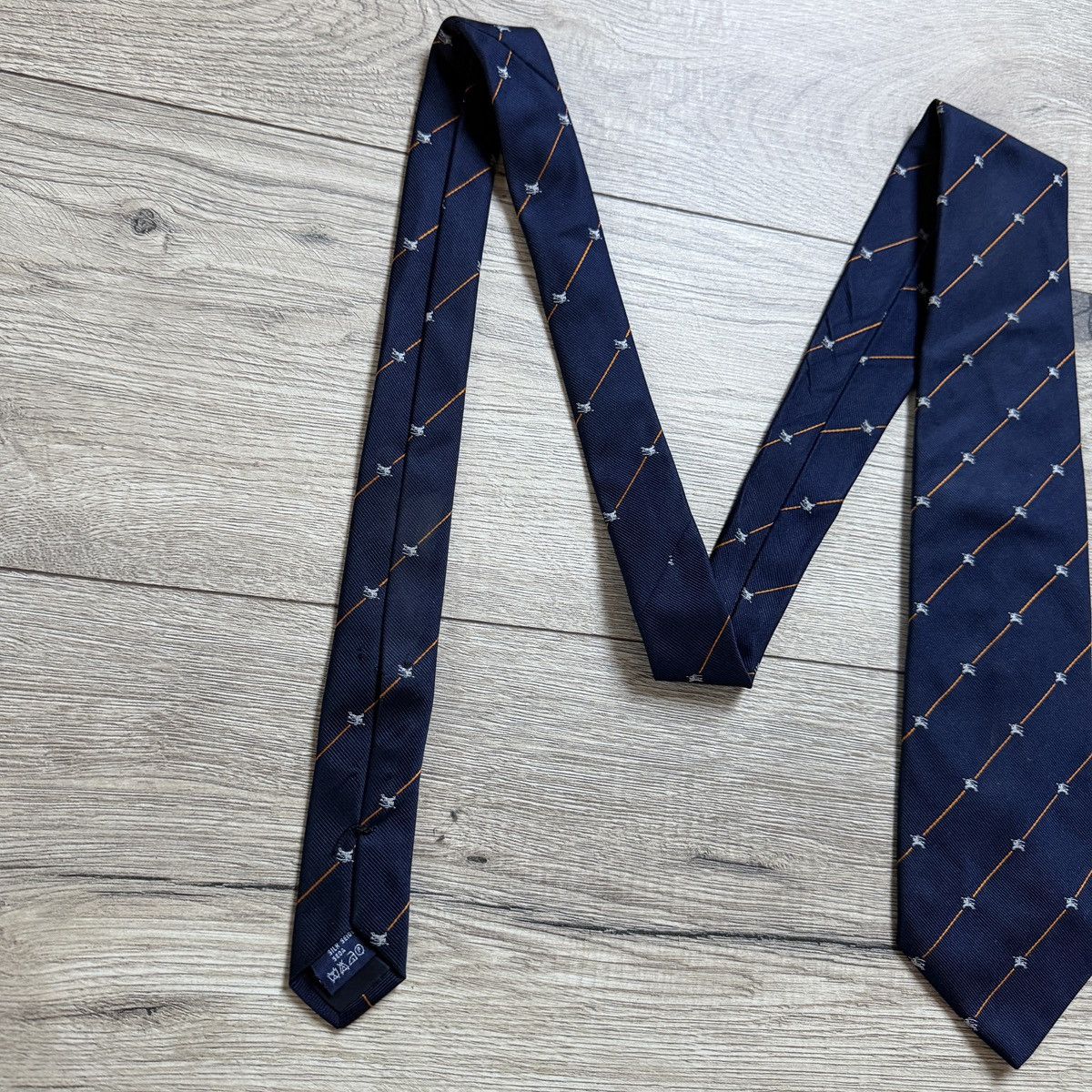 Burberry Vintage Burberry Silk Neck Ties Navy Nova Check Monogram Size ONE SIZE - 3 Thumbnail