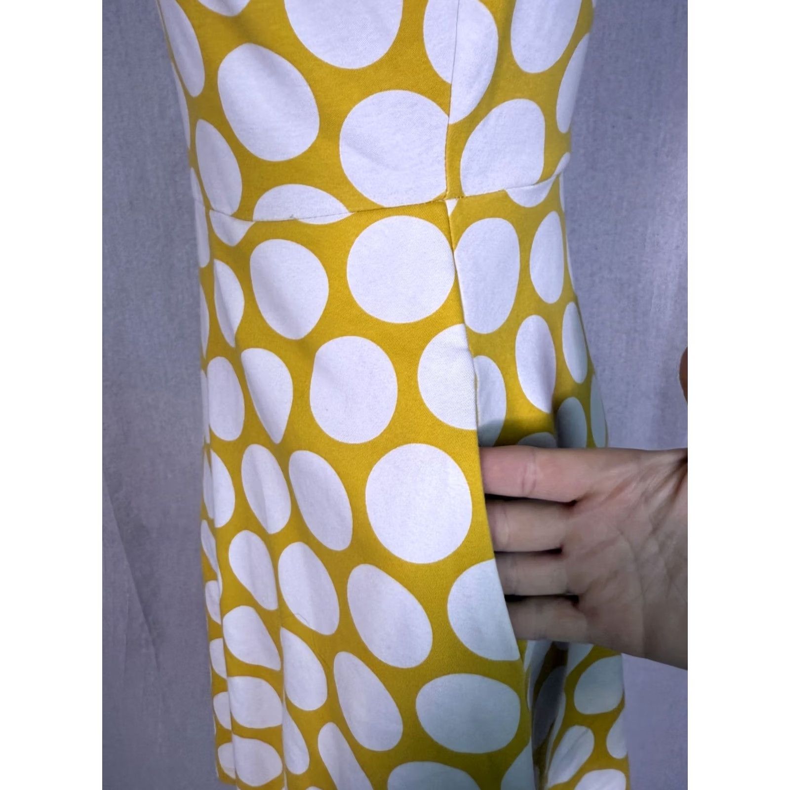 Vintage New York & Company Yellow Polka Dot Dress w Pockets XS Women's A-Line Knee Length Size XS / US 0-2 / IT 36-38 - 4 Thumbnail
