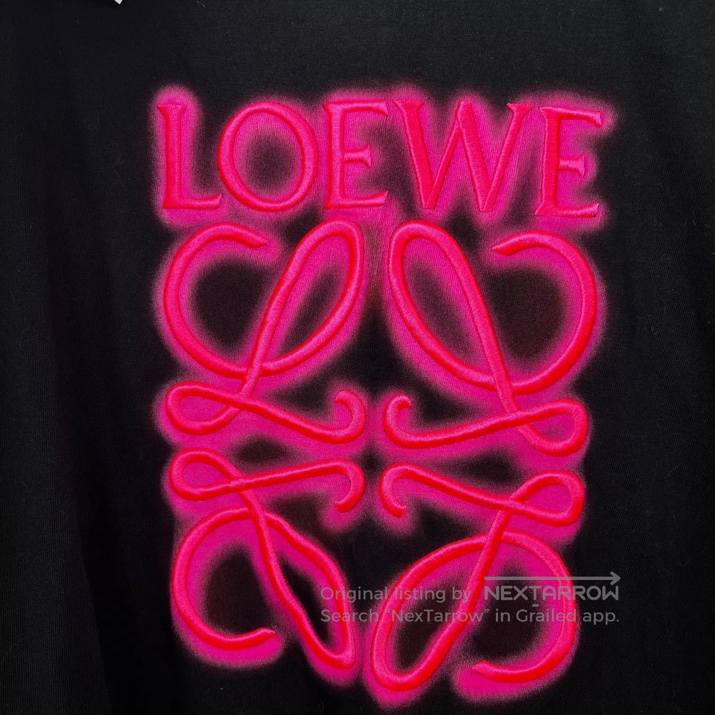 Loewe Loewe Neon Pink Embroidered Logo Short Sleeve T-Shirt| Size M / US 6-8 / IT 42-44 - 3 Thumbnail