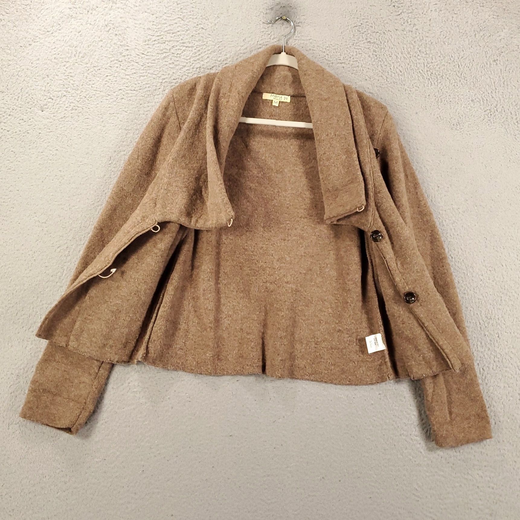 Vintage Made in Italy Wool Moto Jacket Womens Medium Brown Button Up Sweater Size M / US 6-8 / IT 42-44 - 3 Thumbnail