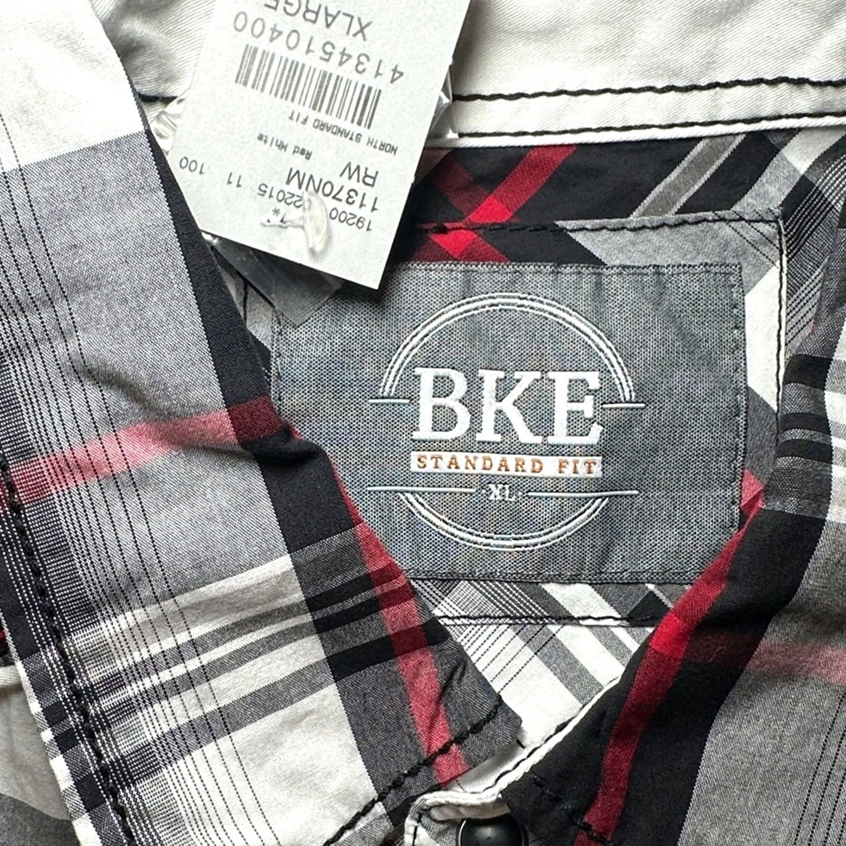 BKE BKE Standard Fit Plaid North Shirt Short Sleeve Pearl Snap Button XL Mens Black Size US XL / EU 56 / 4 - 6 Thumbnail