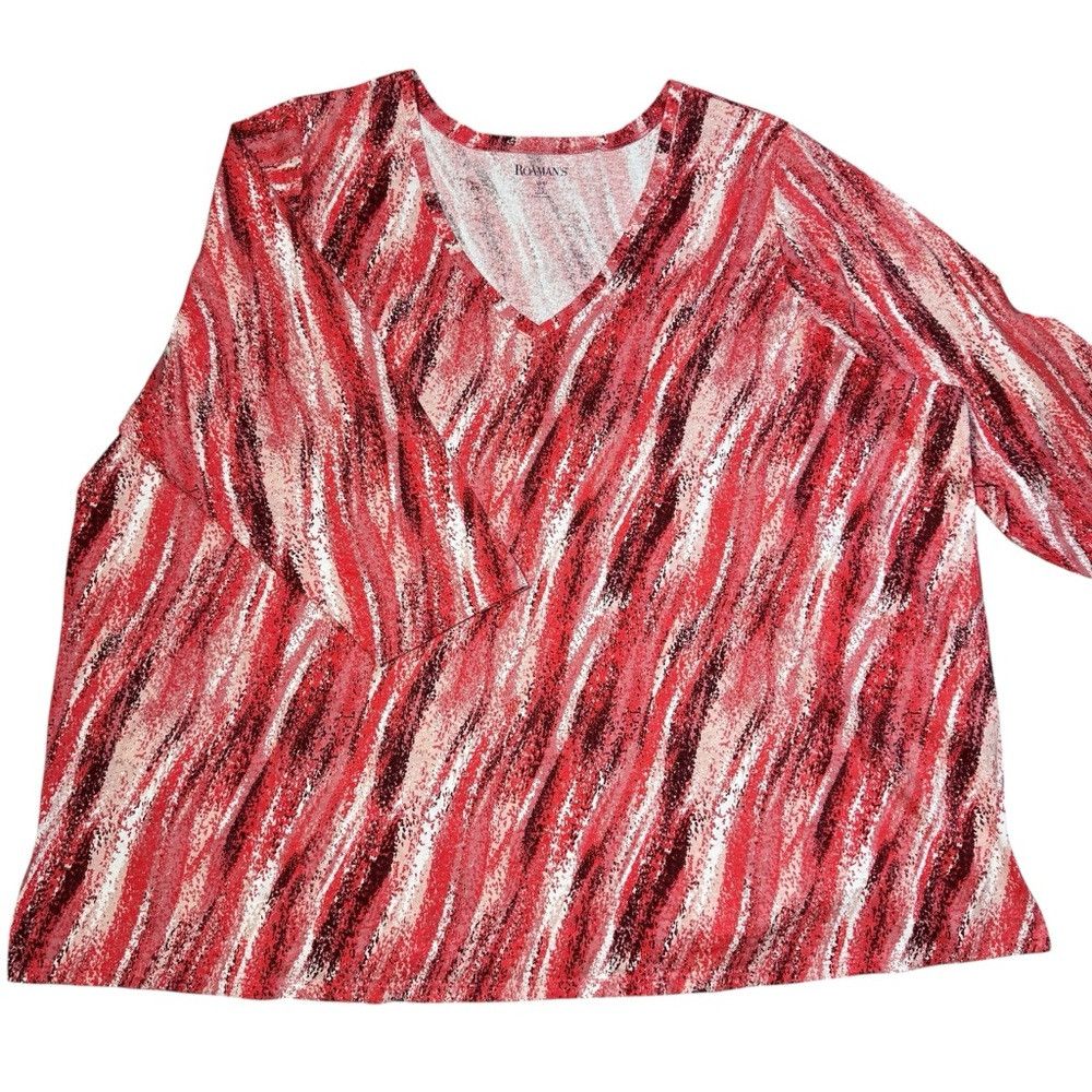 Other New Roaman's Stretch Cotton V-Neck 3/4 Sleeve Top Size 5X Size 4XL / US 24-26 - 2 Thumbnail