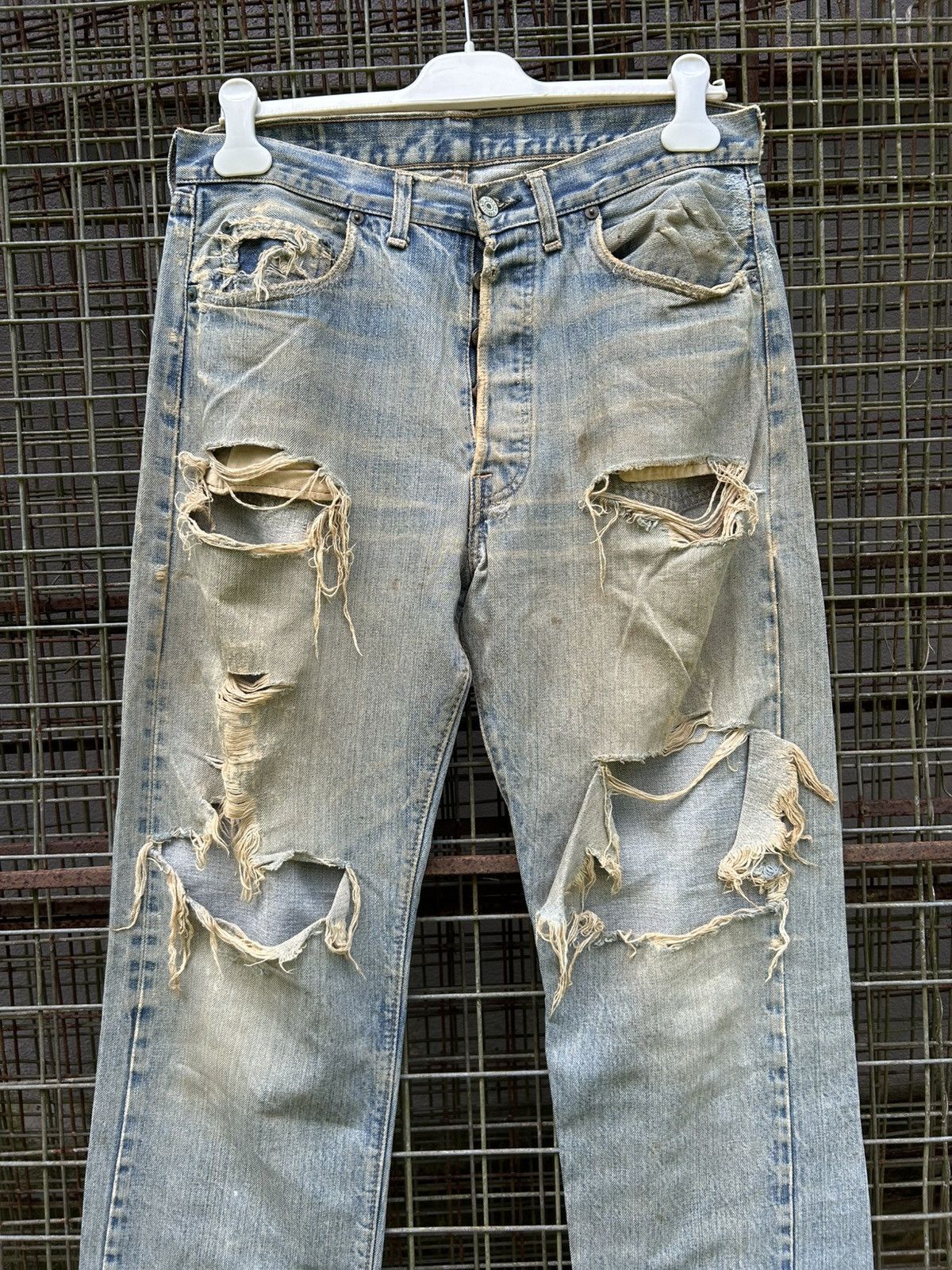 Levi's × Vintage 70's THRASHED Levi's 6 Reconstructed Repair Denim Size US 33 - 17 Thumbnail