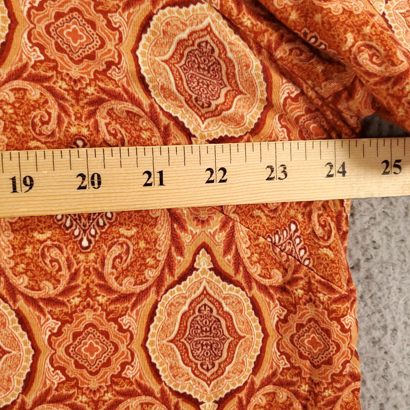 Vintage Womens Blouse 2X Orange Chiffon Trim Stretch Layered Look Top Geometric Rose And Olive Blouse Shirt Casual Womens 2X Orange Geometric Bohemian style Size XXL / US 16-18 / IT 52-54 - 2 Thumbnail