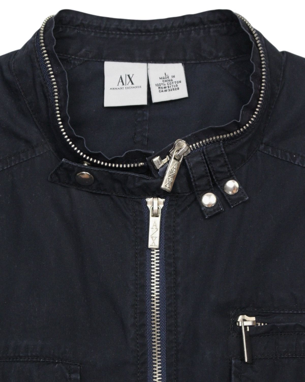Armani Exchange 2010S ARMANI EXCHANGE LIGHTWEIGHT COTTON MOTO SHIRT-JACKET Size US L / EU 52-54 / 3 - 2 Thumbnail