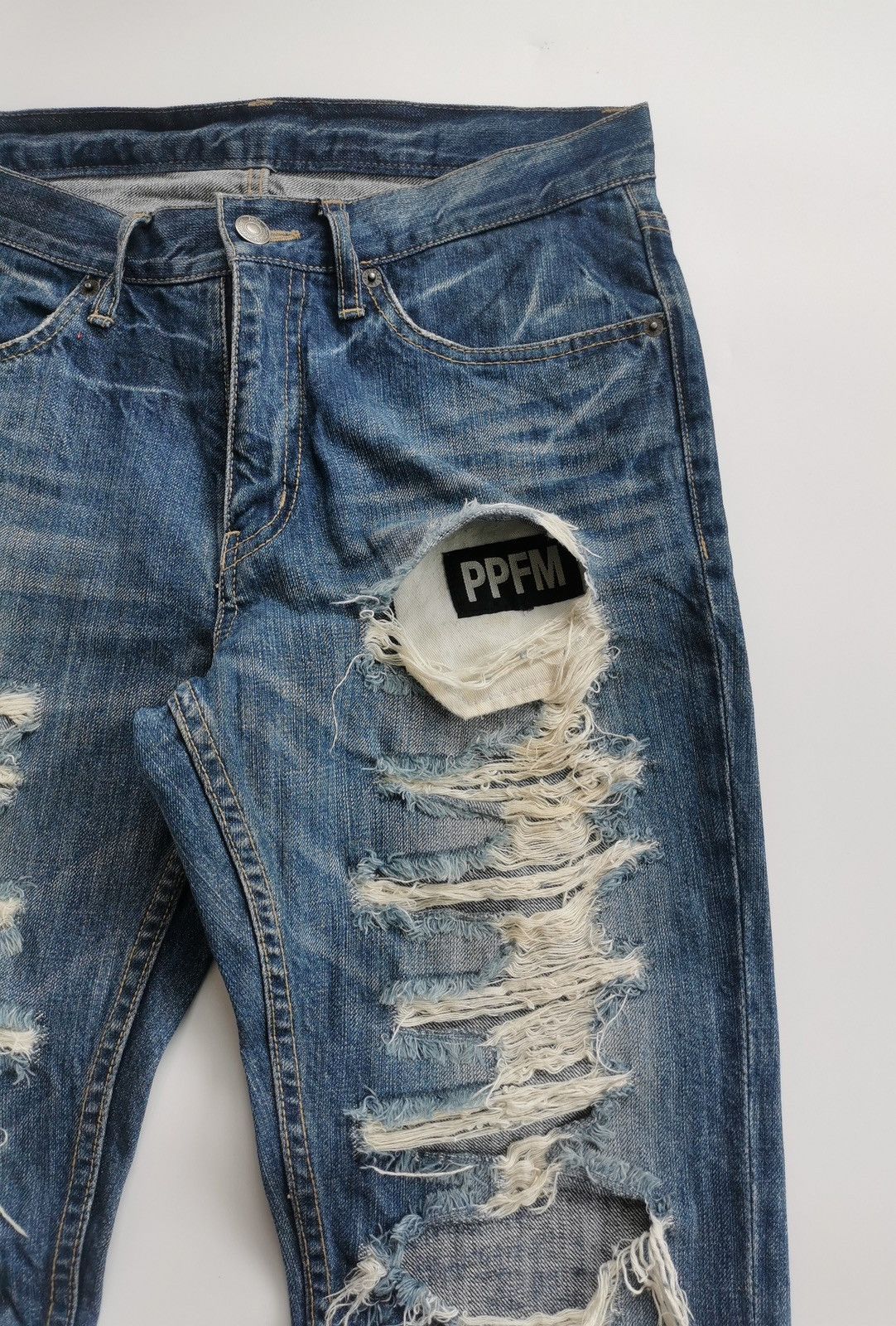 PPFM Thrashed PPFM Boro Distressed Denim Jeans Size US 31 - 5 Thumbnail