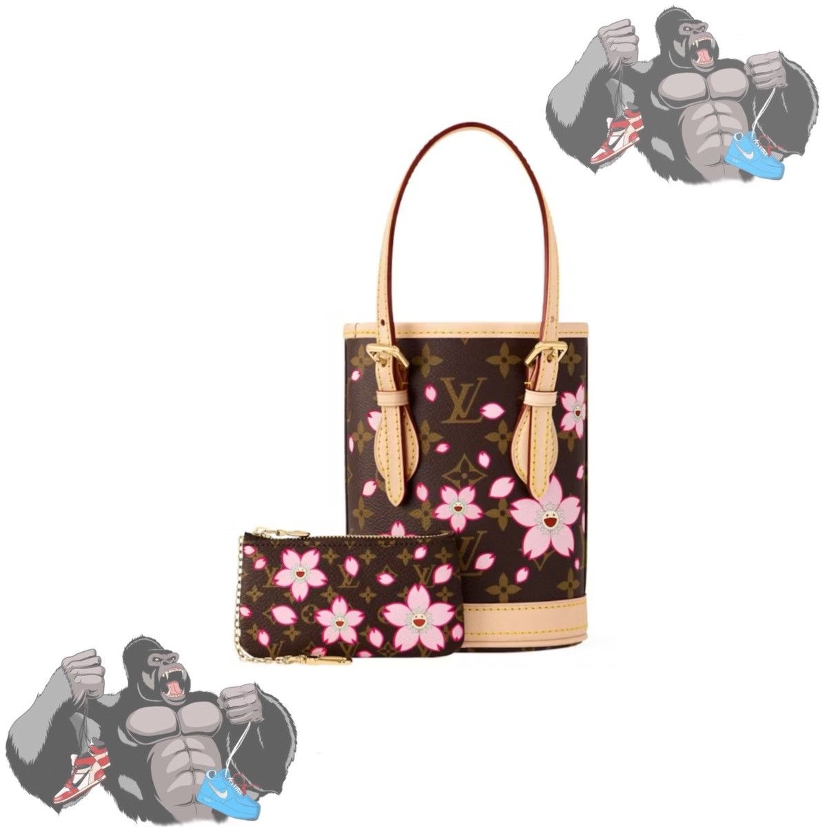 Louis Vuitton × Takashi Murakami Louis Vuitton x Takashi Murakami Nano Bucket Sakura Brown Size ONE SIZE - 1 Thumbnail