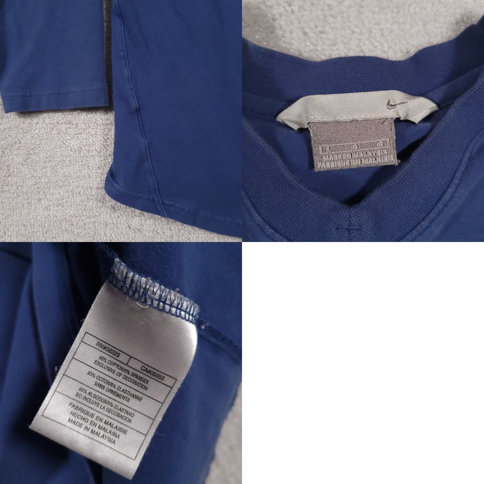 Nike VINTAGE Nike Gray Tag V-Neck Long Sleeve Shirt Mens Large Blue Embroidered Logo Size US L / EU 52-54 / 3 - 9 Thumbnail