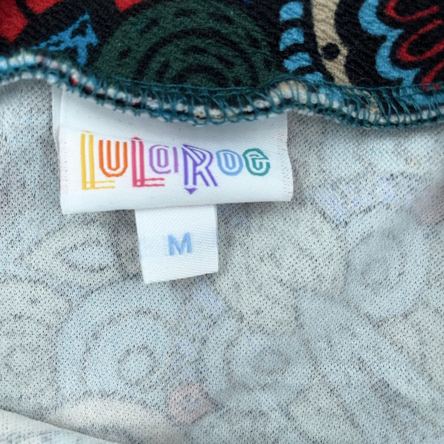 Vintage LuLaRoe Cassie Skirt Womens M Blue Red Multi Print Knit Pencil Elastic Waist Stretch USA Geometric Knee Length Vintage? Size 32" / US 10 / IT 46 - 6 Thumbnail