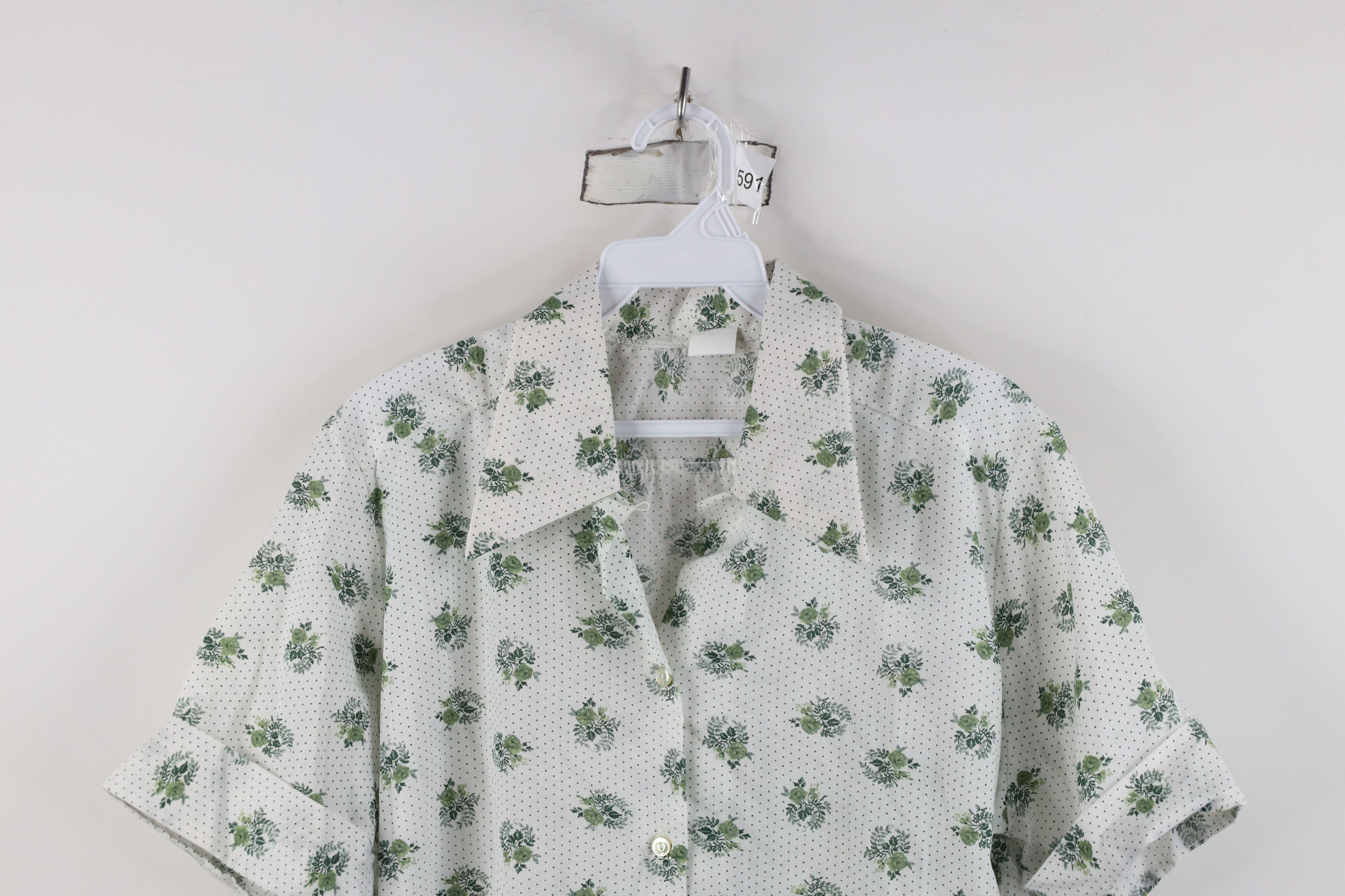 Vintage Vintage 60s 70s Rockabilly Flower Collared Button Shirt Size L / US 10 / IT 46 - 2 Thumbnail