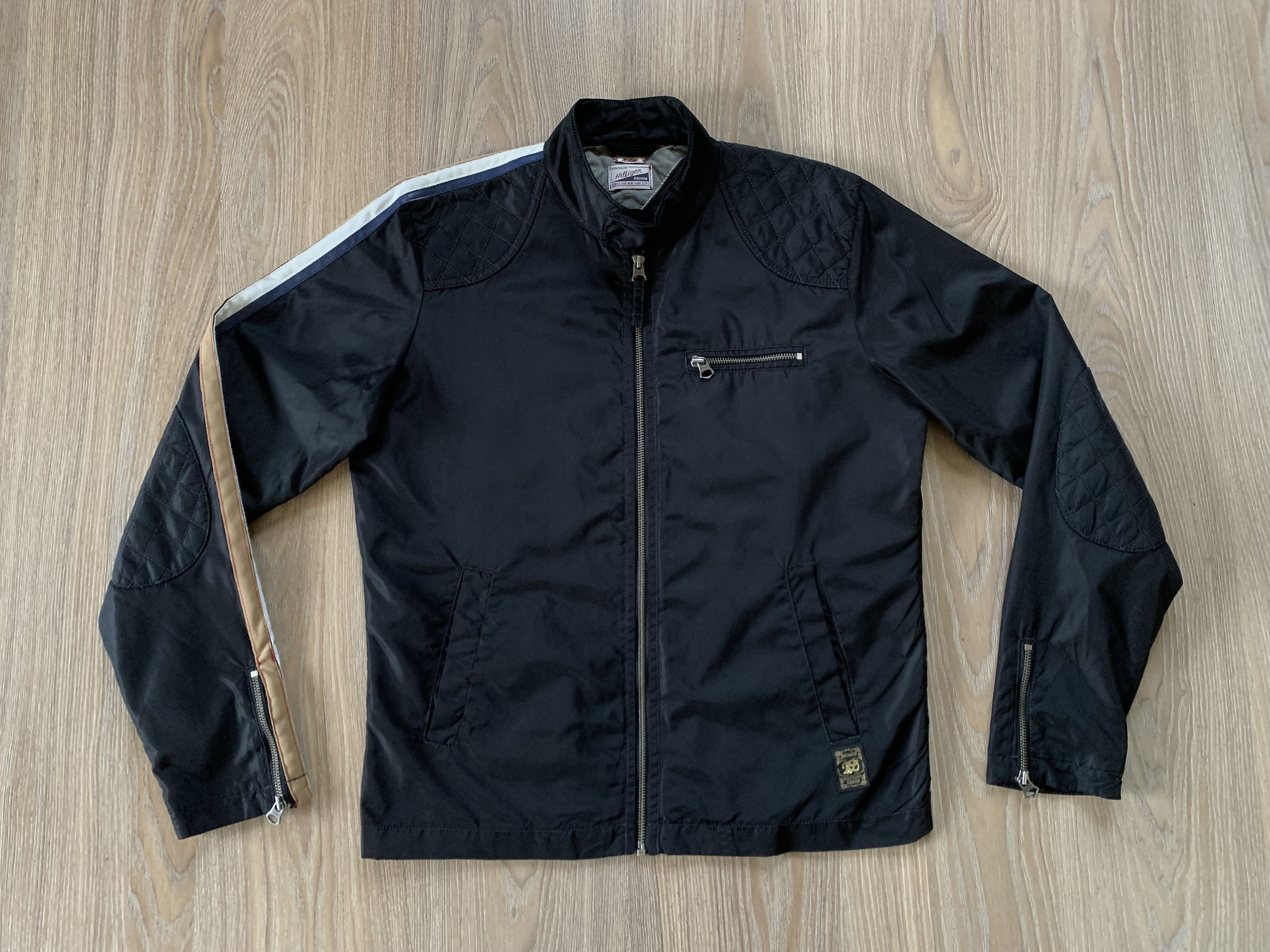 Tommy Hilfiger × Vintage Tommy Hilfiger Denim Black Zip Windbreaker Jacket Size US M / EU 48-50 / 2 - 2 Thumbnail
