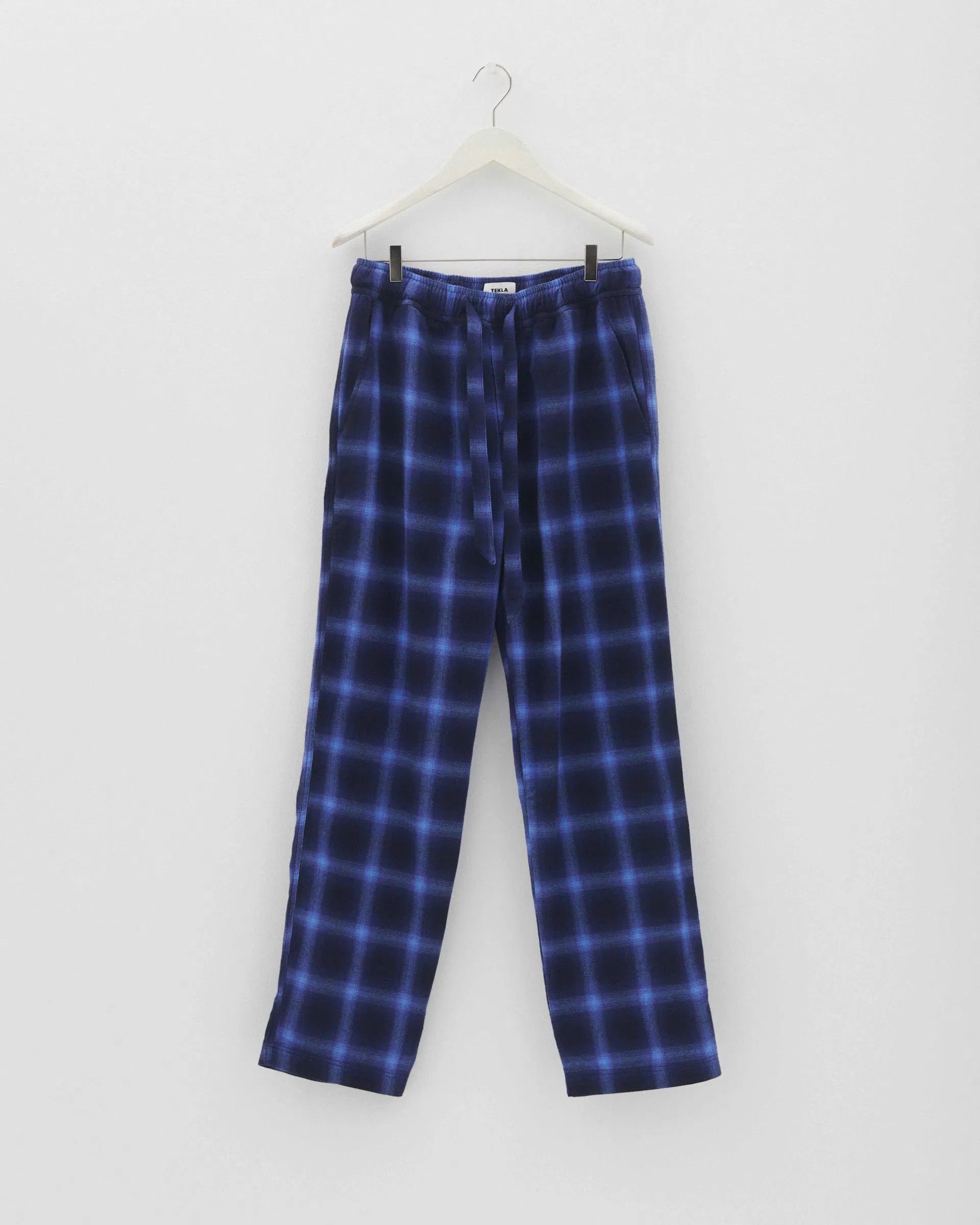 Tekla o1mle0525 Unisex Flannel Pyjamas Pants in Dark Blue Size 28" / US 6 / IT 42 - 1 Thumbnail