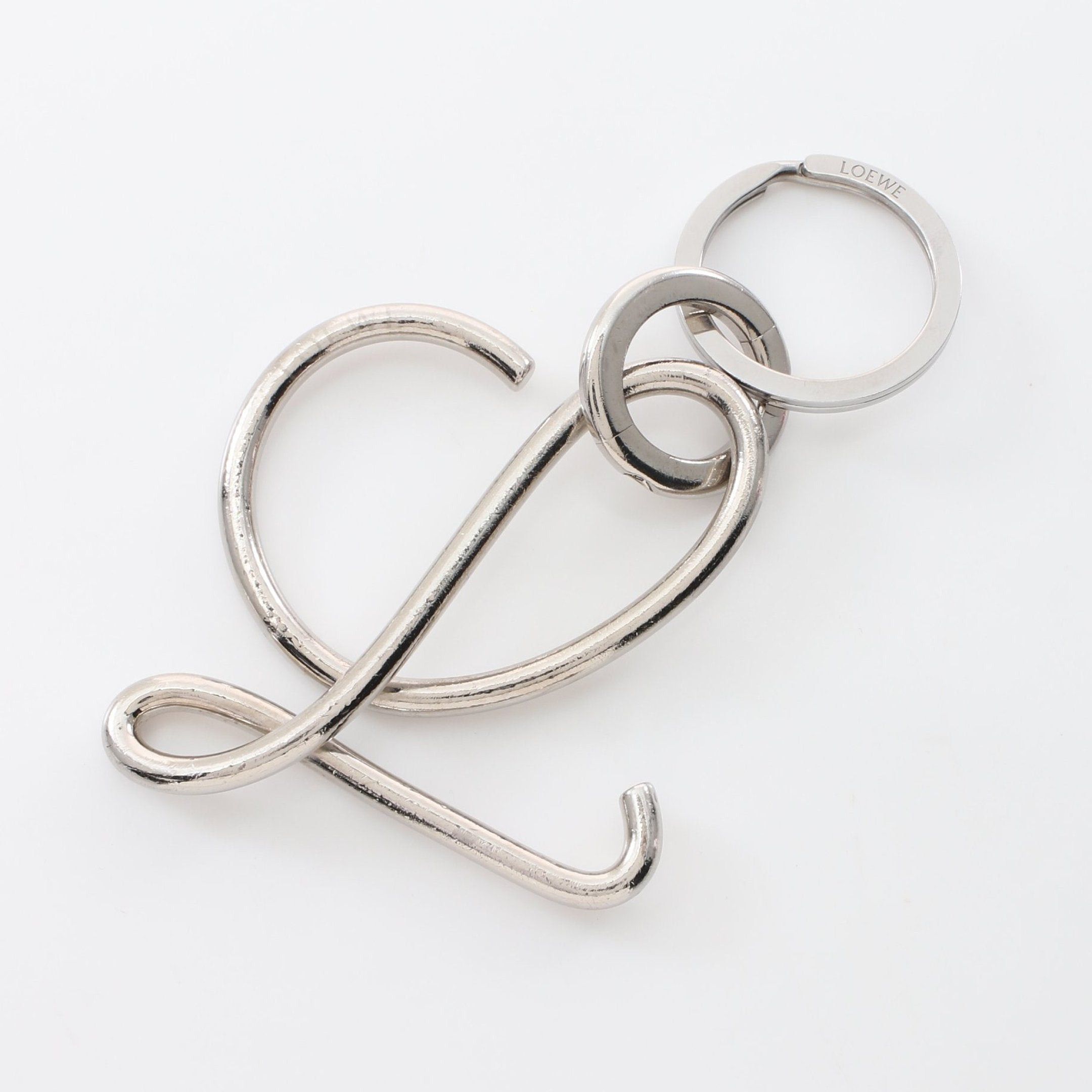 image of Loewe Logo Motif Key Ring Key Ring Bag Charm Silver, Women's