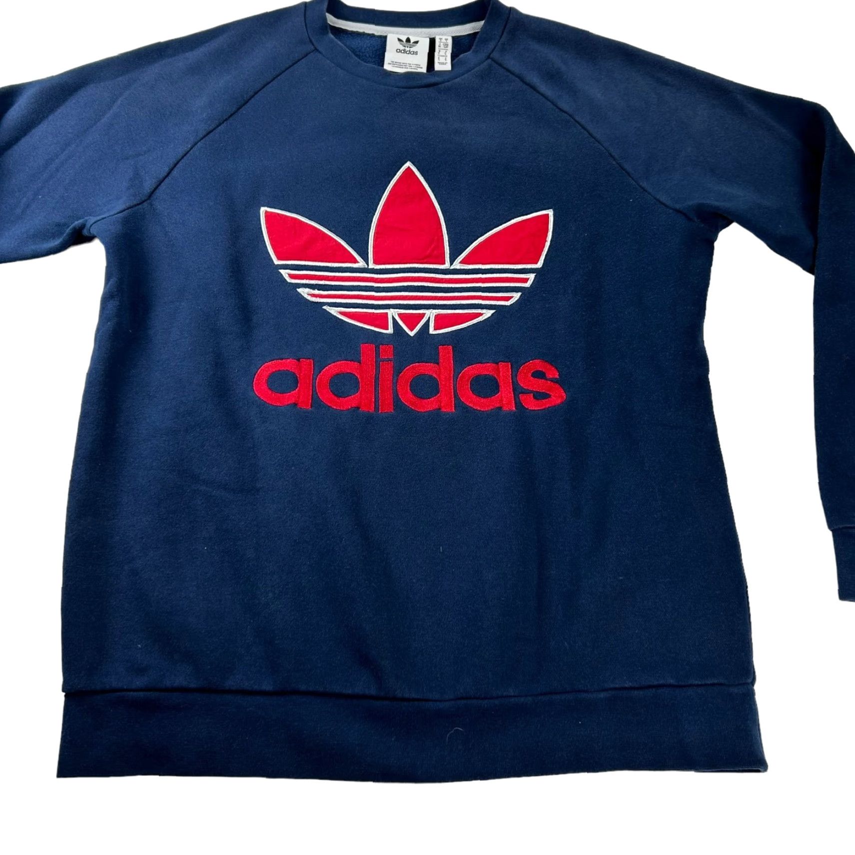 Adidas VINTAGE Adidas Sweatshirt Crew Neck Long Sleeve Fleece Logo Embroidered Trefoil Blue Small Mens Size US S / EU 44-46 / 1 - 4 Thumbnail