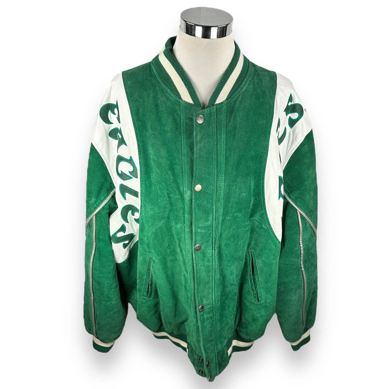 image of G Iii Vintage Philadelphia Eagles Leather Jacket 4Xt Kelly Green, Men's (Size 2XL)