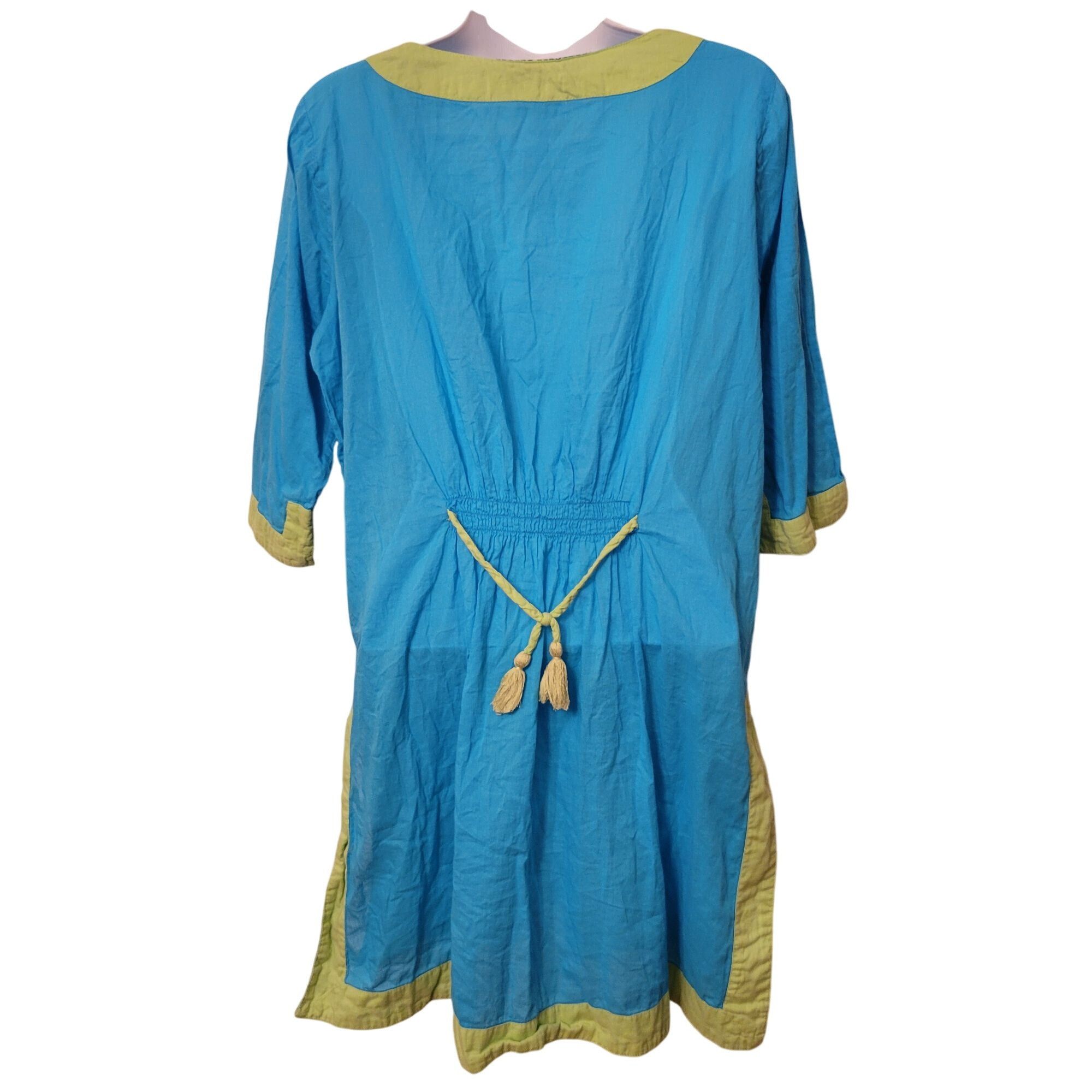 Gretchen Scott Gretchen Scott Blue Green Swim Cover Up Dress V Neck Tassel Size ONE SIZE - 3 Thumbnail