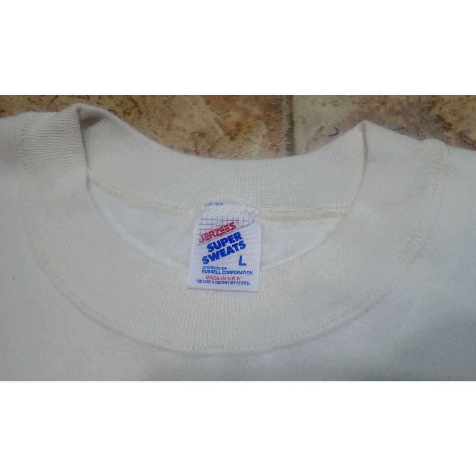 Jerzees Vintage JERZEES White Mens NWT Sweatshirt Super Sweats Embroidered Logo Made in USA Size US L / EU 52-54 / 3 - 4 Thumbnail