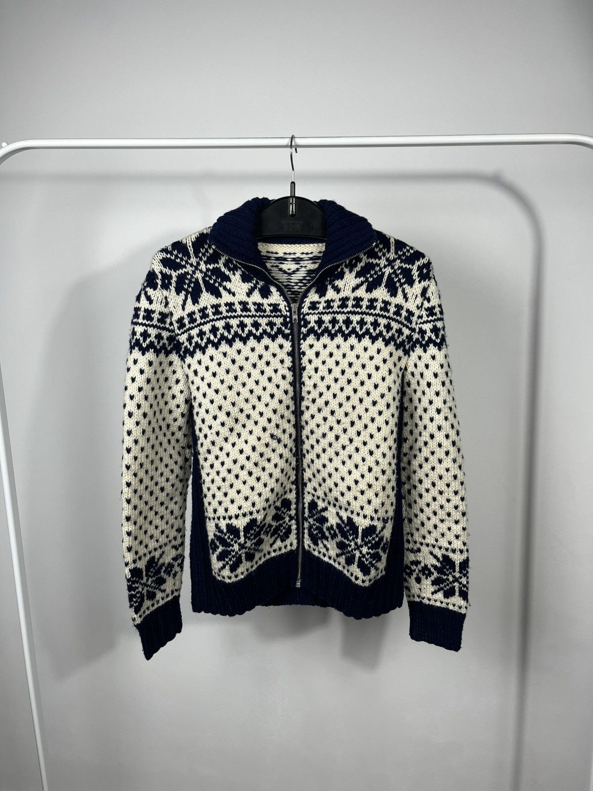 Other Vintage Zip Up Wool Knit Sweater Snowflake Pattern Size US XS / EU 42 / 0 - 1 Thumbnail