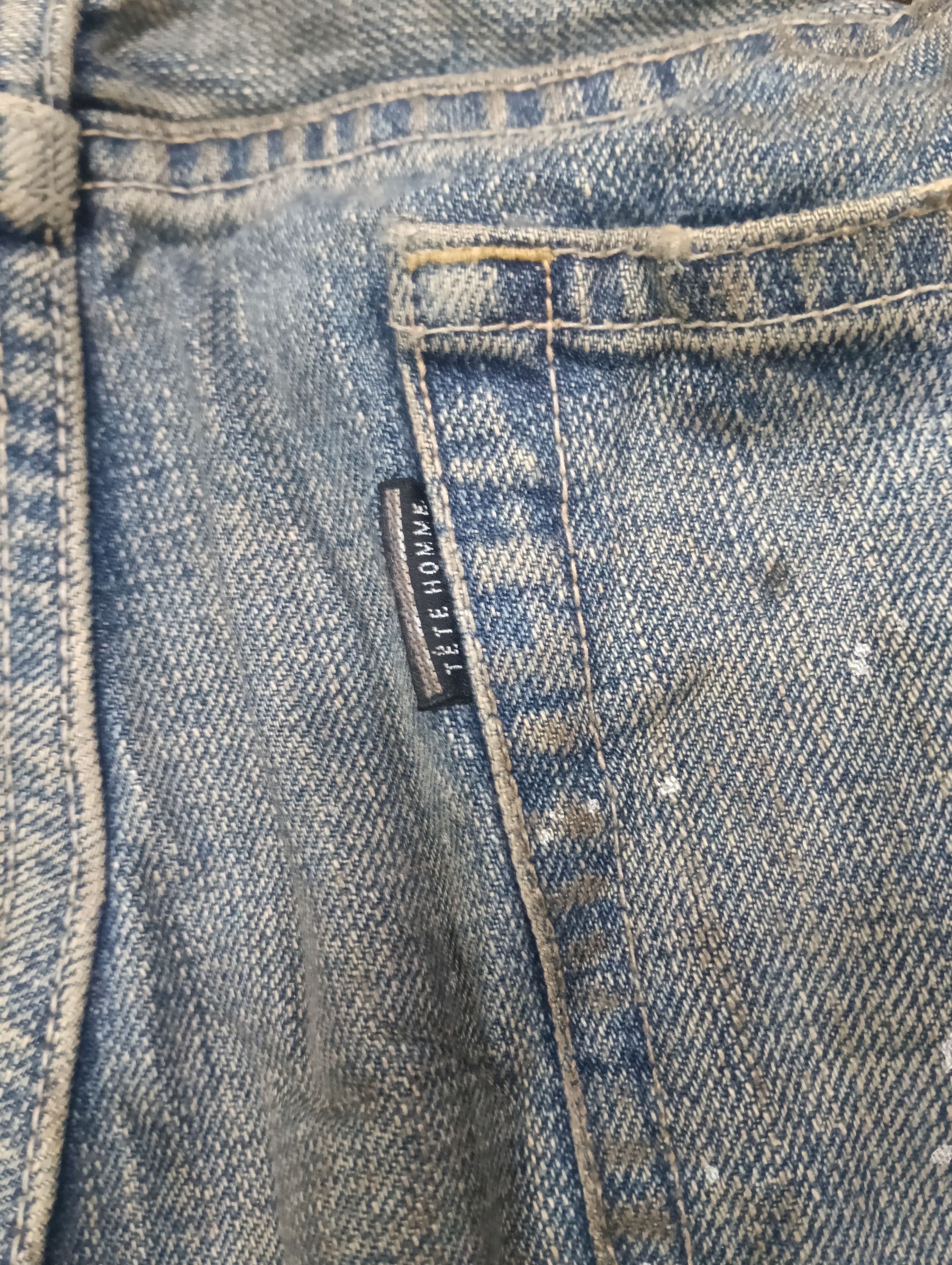 Issey Miyake Tete Homme Thrashed Sick Denim Studded Bootcut Size 33" - 13 Thumbnail