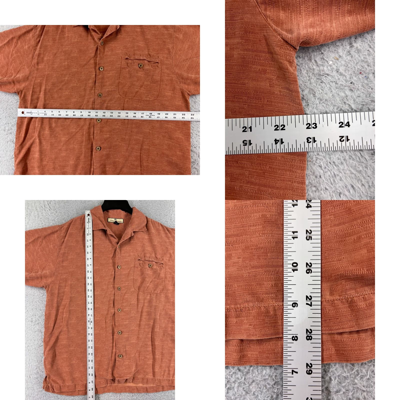 Tommy Bahama Tommy Bahama Shirt Men Large Orange Stripe Pocket 100% Silk Hawaiian Size US L / EU 52-54 / 3 - 8 Thumbnail