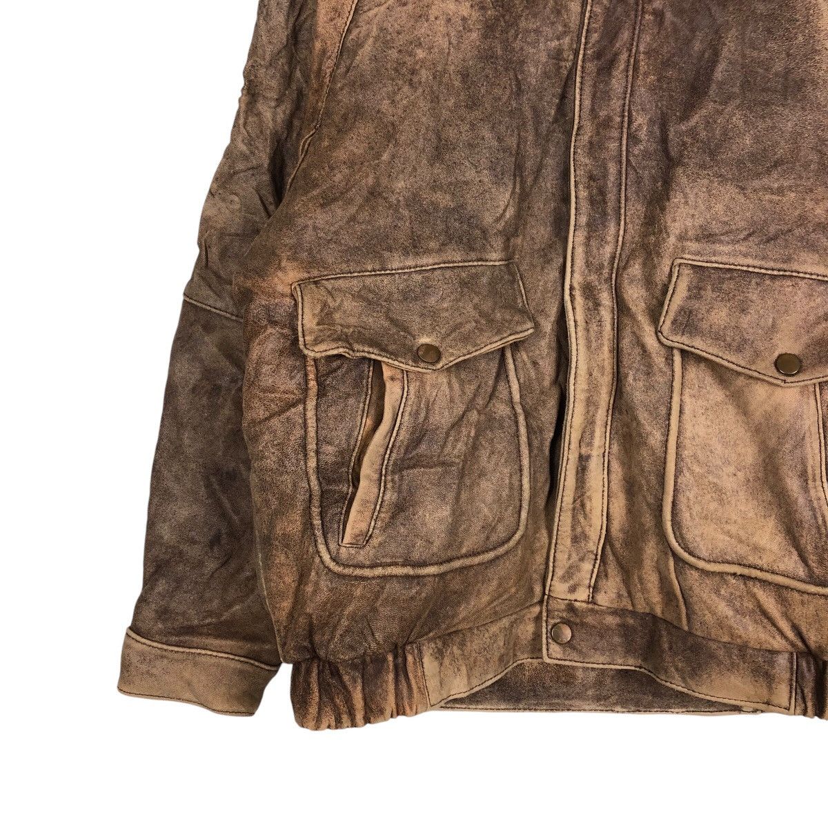 Japanese Brand 📌Vintage Bomber Leather Jacket Mink Fur Shearling Collar Size US M / EU 48-50 / 2 - 5 Thumbnail