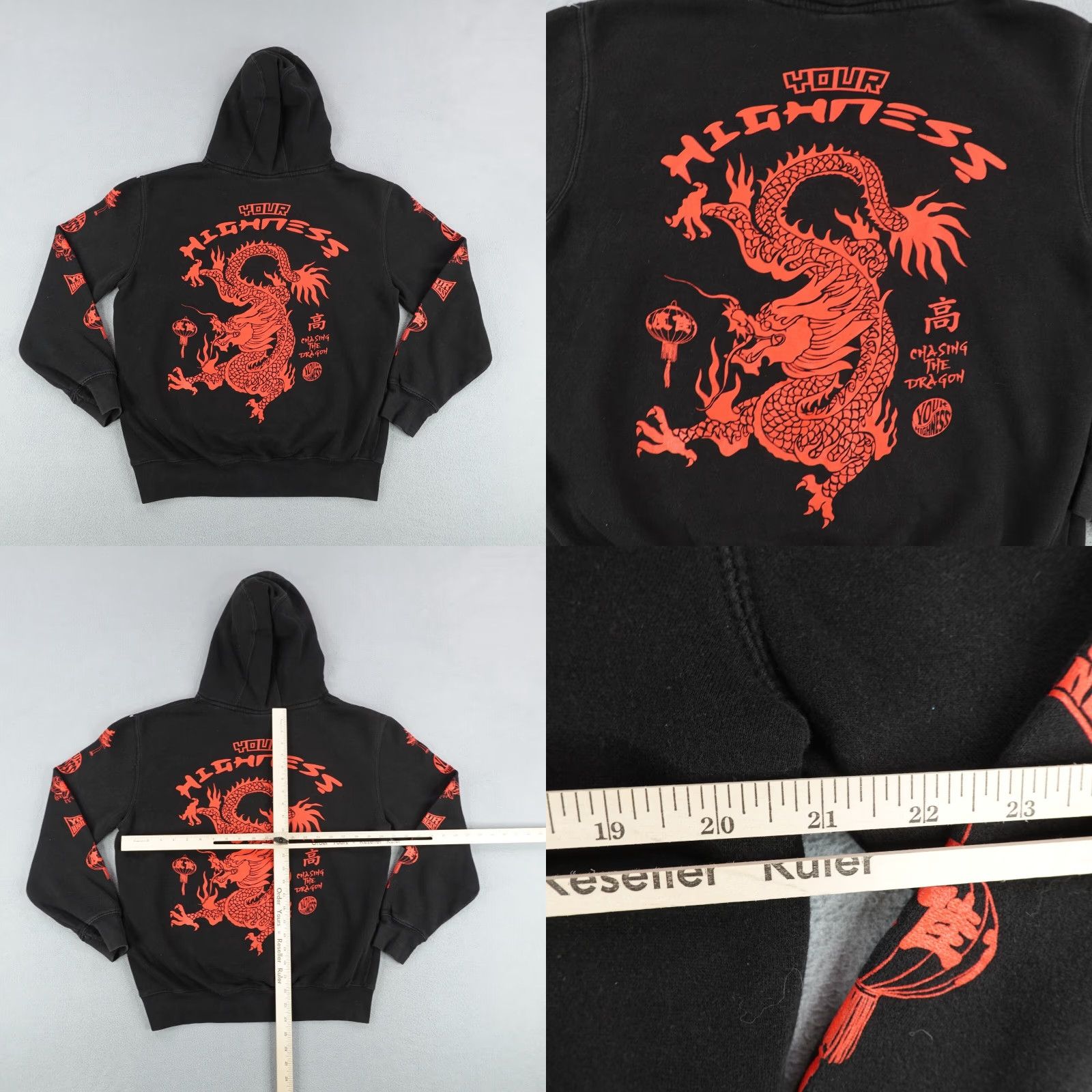 Vintage Your Highness Hoodie Mens Medium Black Graphic Print Hooded Pullover Sweatshirt Size US M / EU 48-50 / 2 - 8 Thumbnail