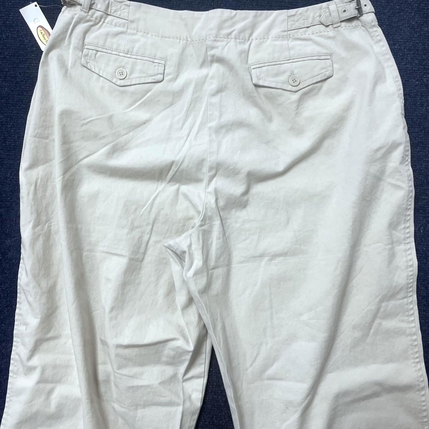 Talbots Talbots Pants Womens 16 Beige Khaki Chino Straight Leg Stretch Cotton Side Tabs Adjustable Waist Pockets Zip 28.5in Inseam Mens Womens Girls? Size 38" / US 16 / IT 52 - 4 Thumbnail