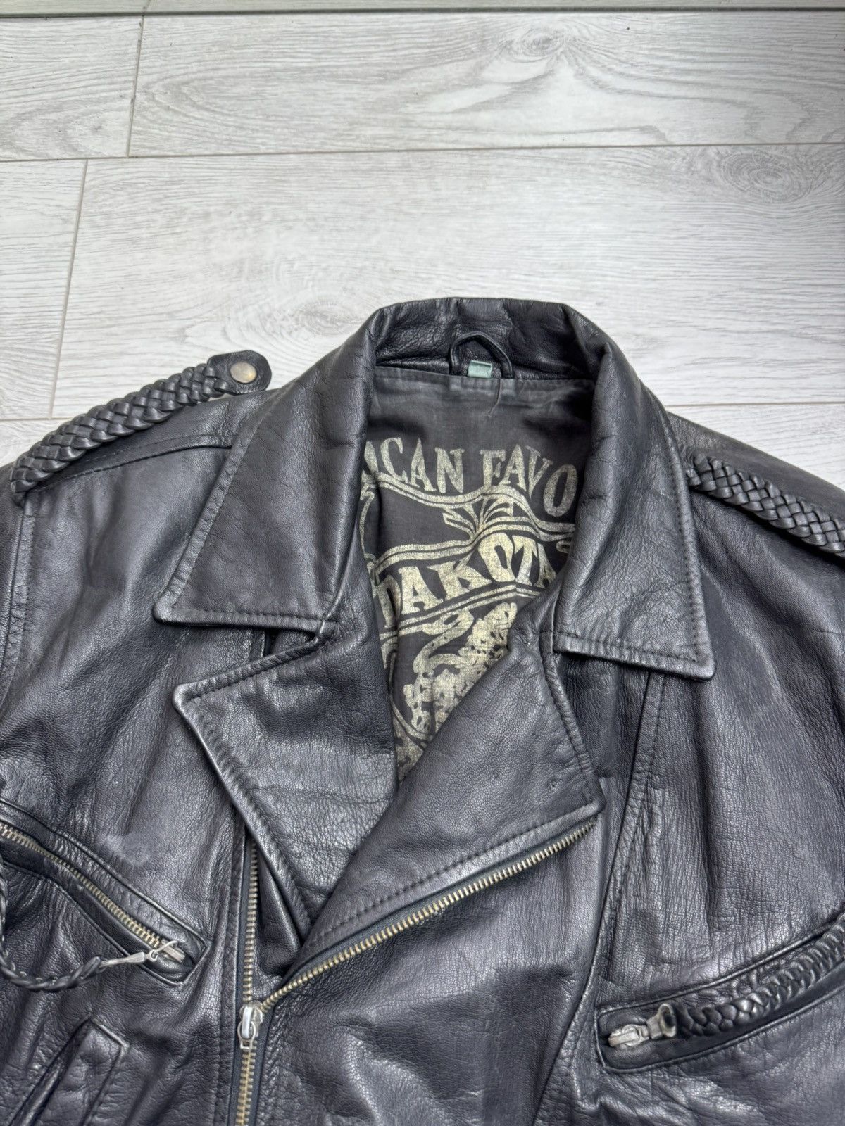 Genuine Leather × Vintage Vintage 80s Leather Gold Real Leather Motorcycle Jacket 44 Size US M / EU 48-50 / 2 - 4 Thumbnail