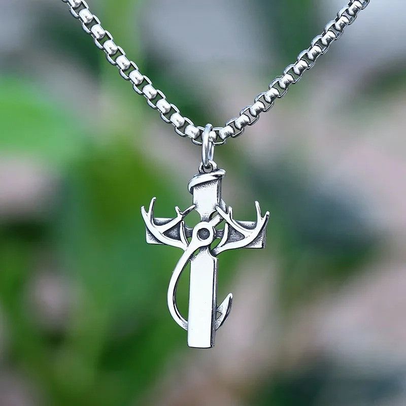 Jewelry Vintage Cross With Anchor Necklace in Silver, Men's