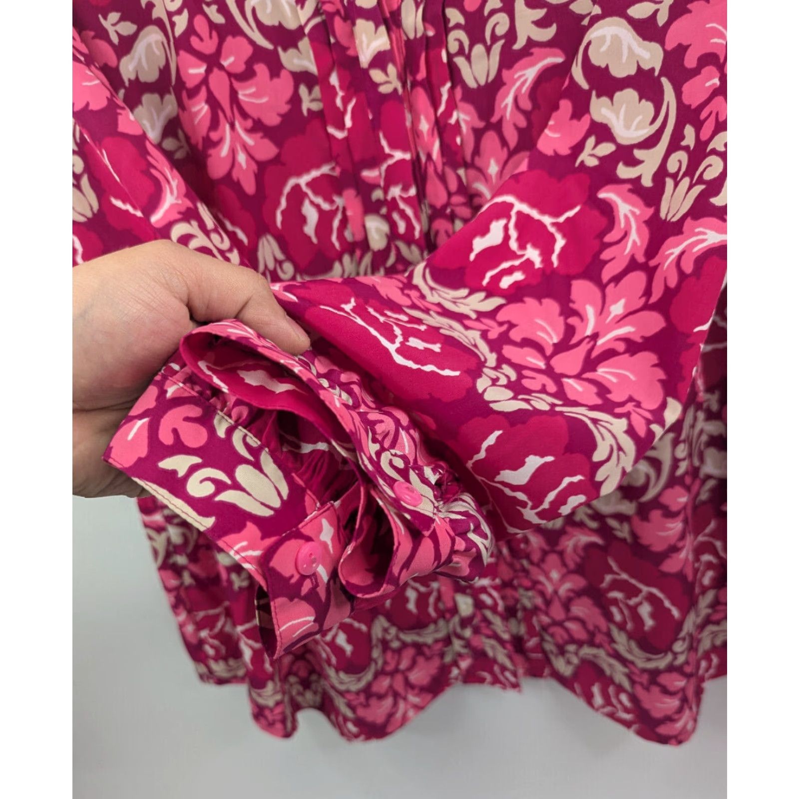 Charter Club VINTAGE Charter Club Womens Button-Down Shirt Pink Floral Top 3X Boho Band Collar Button-Up Ladies Size XXL / US 16-18 / IT 52-54 - 4 Thumbnail