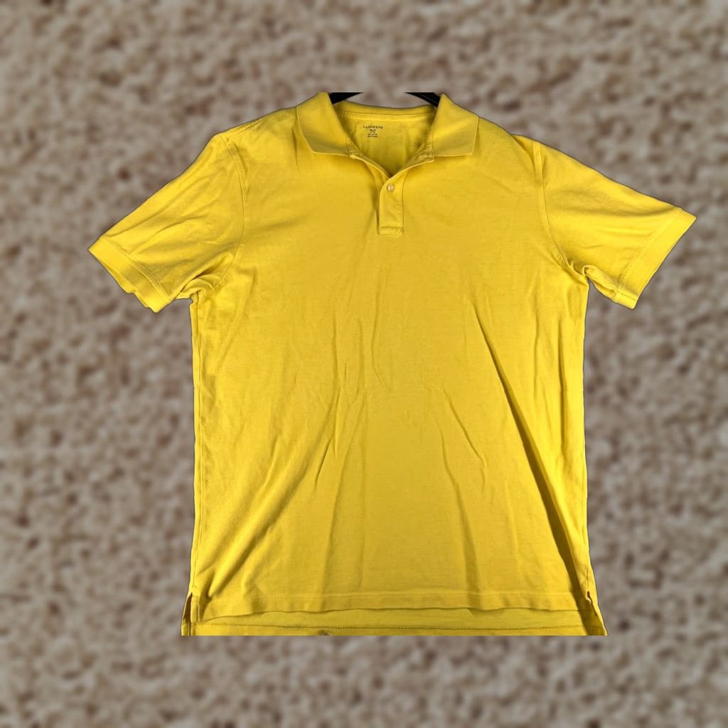 Lands' End Lands' End Polo Shirt Mens Extra Large Yellow Short Sleeve 100% Cotton Golf Knit Logo Embroidered Button - Mens, Polo, XL, Yellow, Lands' End Size US XL / EU 56 / 4 - 1 Thumbnail