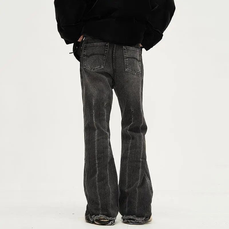Japanese Brand × Jean Faded Black Ripped Flare jeans Size US 34 / EU 50 - 6 Thumbnail
